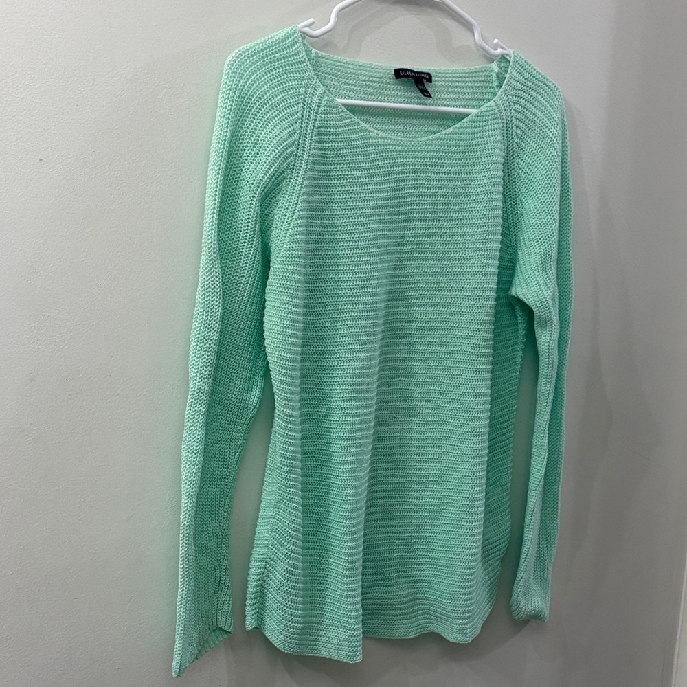 Eileen Fisher Green / teal Women's Sweater - medium - 100% organic linen